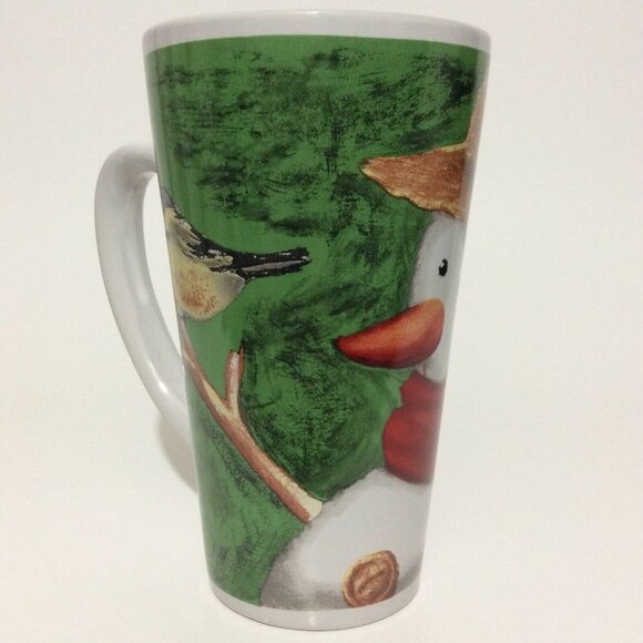 COFFEE Mug Tall Cup Snowman Bird Design 16 Oz - Picture 5 of 12